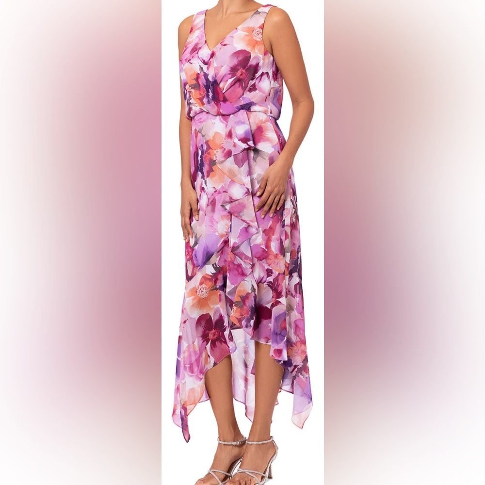 New - Xscape Women’s Floral-Print Midi Dress